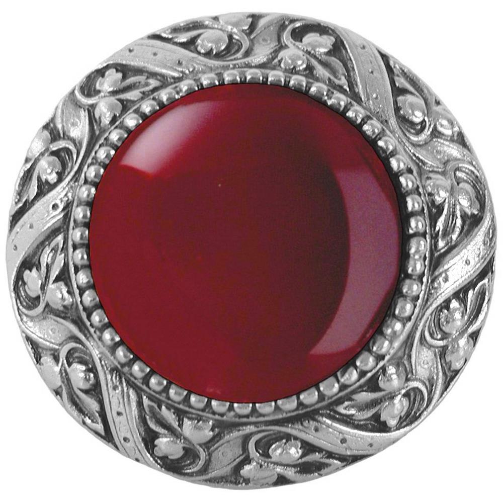 Notting Hill NHK-124-AP-RC Victorian Jewel Knob Antique Pewter/Red Carnelian natural stone